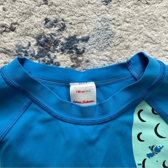 Hanna Andersson Blue Alligator Swim Shorts Rash Guard Size 8 - Picture 5 of 7